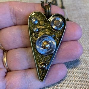 Heart Vintage Gears Necklace New